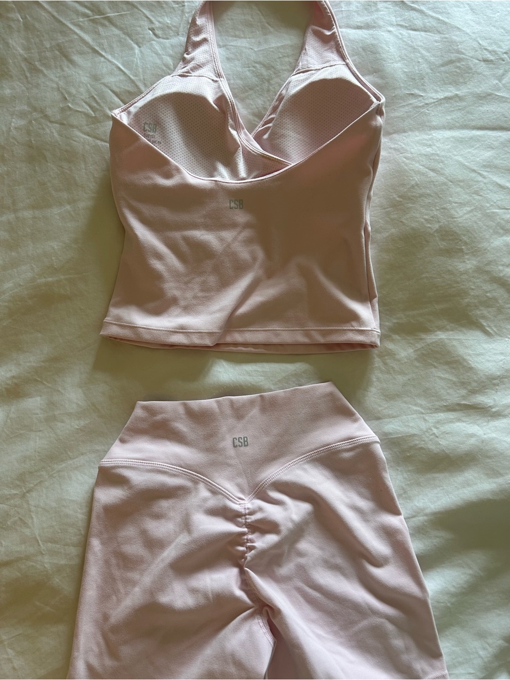 Women’s Light Pink Halter Wrap-Front Cami and Shorts Set - Picture 4 of 4